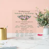 Blush Floral Wedding Program Acrylic Sign