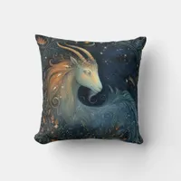 Capricorn Goat Zodiac Astrology Mystical Birthday Throw Pillow