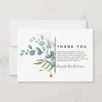 Eucalyptus Greenery Sympathy Funeral  Thank You Card