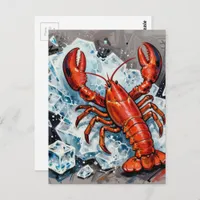 Beautiful Angry  Maine Lobster Breaking Ice Blocks Postcard