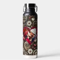 Personalized Steampunk Hearts, Flowers and Gears Water Bottle