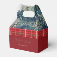 Crimson & Evergreen Christmas Wedding Favor Boxes