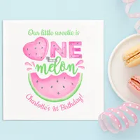 One in a Melon 1st Birthday Watermelon Party Napkins