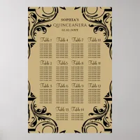 Rustic Black Gold seating plan poster