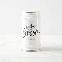 Father of Groom Gift Name Gold Black Typography Beer Stein