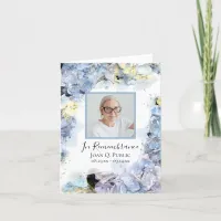 Blue Hydrangea Flower Watercolor Funeral Sympathy Thank You Card