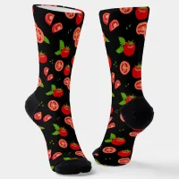 Tomato Patterned Red and Black Novelty Socks