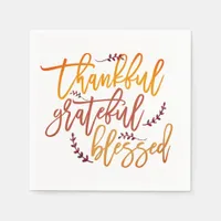 Thankful Grateful Blessed Quote Thanksgiving Napkins