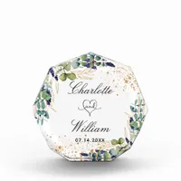 Wedding eucalyptus greenery gold names acrylic award