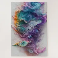 Wavy Rainbow Pastels AI Art Jigsaw Puzzle