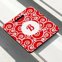 Red and White Spirals and Swirls Pattern Seat Cushion