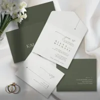 Simply Chic Wedding Moss/White ID1046 All In One Invitation