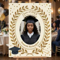 Gold Laurel Wreath Custom Photo Graduation Welcome Foam Board