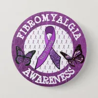 Butterfly  Fibromyalgia Awareness Ribbon Button