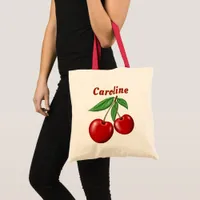 Red Cherries Personalized Budget Tote Bag