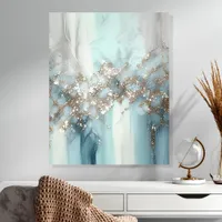 Modern Teal and Silver Glitter Acrylic Photo Tile