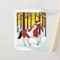 Adorable and Cute Christmas Cartoon Paint Horse Postcard