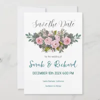 Soft Blush Floral Wedding Save The Date