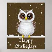 Vintage Snow Owl Holiday Poster