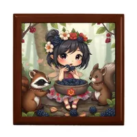 Chibi Fairy Eating Blackberries with Forest Friend Gift Box