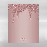 Luxury Rose Gold Dripping Glitter Monogram Magnetic Dry Erase Sheet