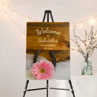 Rustic Pink Daisy and Horseshoe Barn Quinceañera Foam Board