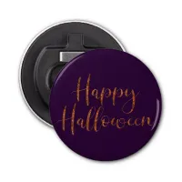 Modern Happy Halloween Orange Copper Glitter Bottle Opener