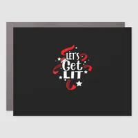 Let's Get Lit Funny Christmas Drinking Men Women Car Magnet