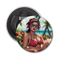Red Bikini, Sunglasses and Bandana Woman   Bottle Opener