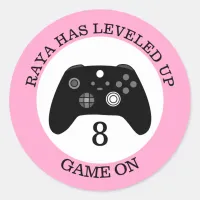 Personalized Level Up Gaming Themed Birthday   Classic Round Sticker