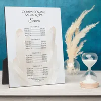 White Crystals Spa Salon Services Menu Plaque