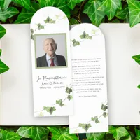 Ivy Vine Watercolor Funeral Memorial Prayer Card Bookmarks