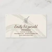 Modern Dressmaker Seamstress Needle Thread Cream Business Card