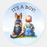 It's a Boy | Baby Shower or Birthday Announcement Classic Round Sticker