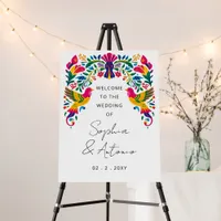 Mexican Birds Otomi Floral Fiesta Welcome Sign