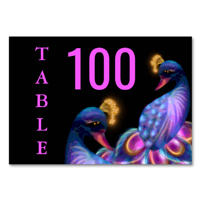 Peacock Jewel Tones Wedding Floral Moody purple Table Number