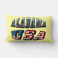 Alabama Picture and USA Flag Font Lumbar Pillow