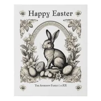 Happy Easter Bunny Personalized Retro Rabbit Chic Faux Canvas Print