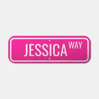 Personalized Bright Neon Hot Pink Street Name Metal Sign