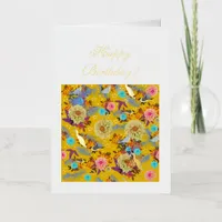 Tropical Birds Floral Botanical Birthday Card