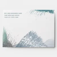 Pre-Addressed Watercolor Brushstrokes Dusty Blue Envelope
