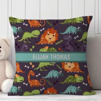 Cute Baby Dinosaurs Dino Boys Personalized Throw Pillow