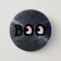 Gray and Black Halloween Boo Eyeballs Button