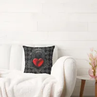 Red Goth Heart Throw Pillow