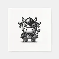 Whimsigoth Cyborg Cow Vintage Art Design Classic Napkins