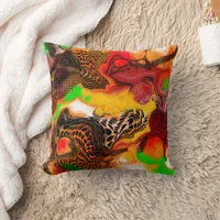 Autumn Colors Abstract Pour Painting Throw Pillow