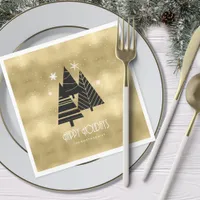 Christmas Trees and Snowflakes Gold ID863 Napkins