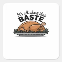 All About That Baste Christmas Classic Retro Look Square Sticker