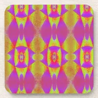 Abstract Pink and Yellow Drink Coaster