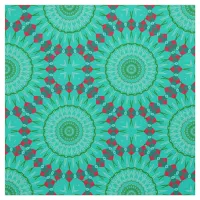 Green & Red Op Art Kaleidoscope Geometric Pattern Fabric